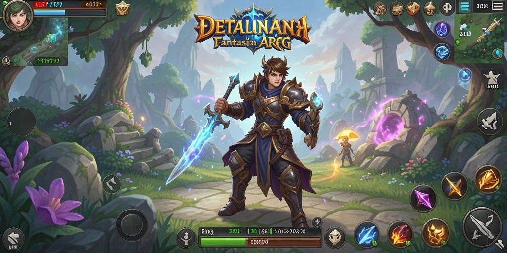 Screenshot utama GF777 menampilkan aksi pertempuran yang seru di dunia ARPG.