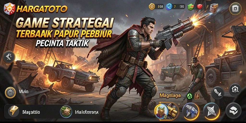 Screenshot HARGATOTO menunjukkan aksi strategi yang mendebarkan.