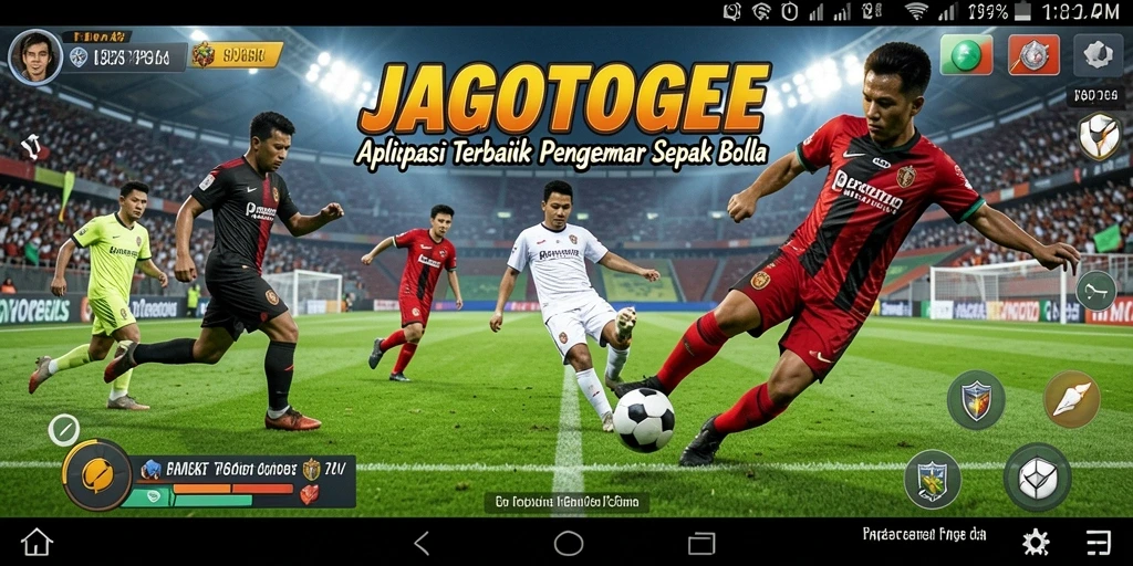 Tampilan gameplay JAGOTOGEL dengan aksi sepak bola seru.