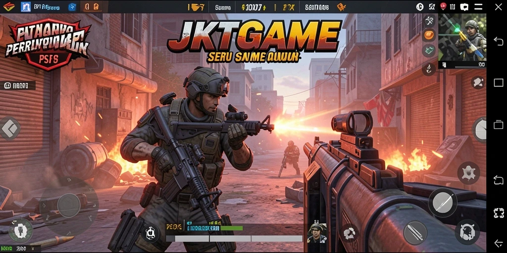 Screenshot JKTGAME menampilkan aksi gameplay yang menegangkan di medan perang.