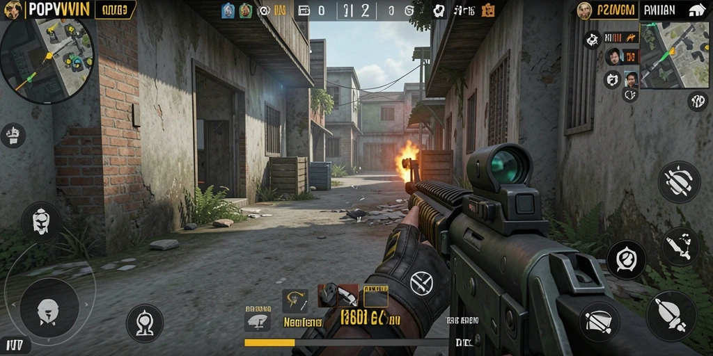 Tangkapan layar menunjukkan aksi mendebarkan dalam gameplay FPS.