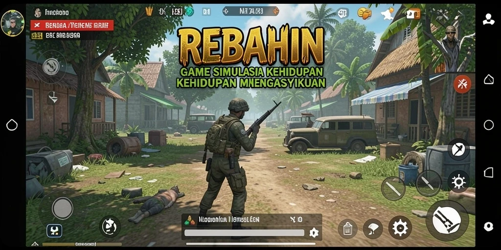 Tampilan gameplay menarik dari REBAHIN yang menggambarkan simulasi kehidupan.