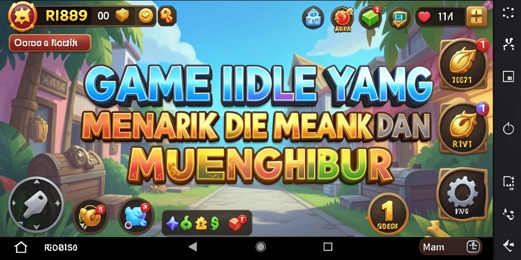 Screenshot gameplay RI889 menunjukkan dunia Idle yang berwarna-warni dan menarik.